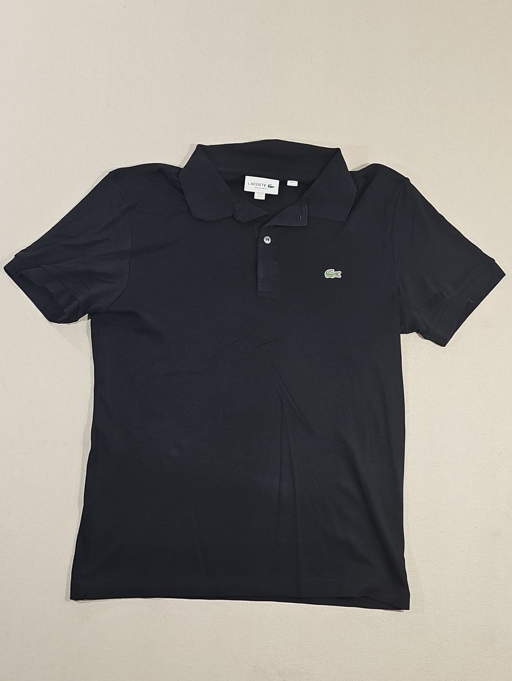Lacoste Men’s Black Polo with Green Croc Logo